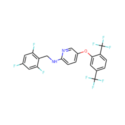 Fc1cc(F)c(CNc2ccc(Oc3cc(C(F)(F)F)ccc3C(F)(F)F)cn2)c(F)c1 ZINC000143170604