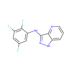 Fc1cc(F)c(F)c(Nc2n[nH]c3cccnc23)c1 ZINC000166878442