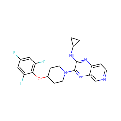 Fc1cc(F)c(OC2CCN(c3nc4cnccc4nc3NC3CC3)CC2)c(F)c1 ZINC000653665398