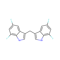 Fc1cc(F)c2[nH]cc(Cc3c[nH]c4c(F)cc(F)cc34)c2c1 ZINC001772641112