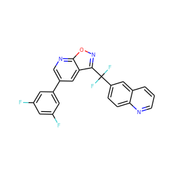 Fc1cc(F)cc(-c2cnc3onc(C(F)(F)c4ccc5ncccc5c4)c3c2)c1 ZINC000139679986