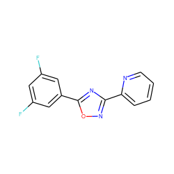 Fc1cc(F)cc(-c2nc(-c3ccccn3)no2)c1 ZINC000095557453