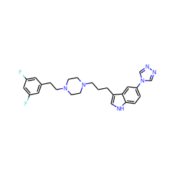 Fc1cc(F)cc(CCN2CCN(CCCc3c[nH]c4ccc(-n5cnnc5)cc34)CC2)c1 ZINC000022446269