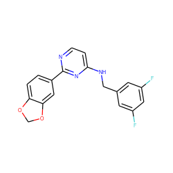 Fc1cc(F)cc(CNc2ccnc(-c3ccc4c(c3)OCO4)n2)c1 ZINC000096271411