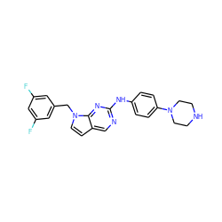 Fc1cc(F)cc(Cn2ccc3cnc(Nc4ccc(N5CCNCC5)cc4)nc32)c1 ZINC000053184738