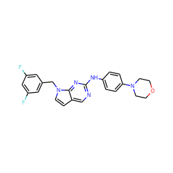 Fc1cc(F)cc(Cn2ccc3cnc(Nc4ccc(N5CCOCC5)cc4)nc32)c1 ZINC000045357149