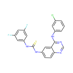 Fc1cc(F)cc(NC(=S)Nc2ccc3ncnc(Nc4cccc(Cl)c4)c3c2)c1 ZINC001772609788