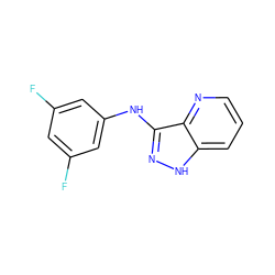 Fc1cc(F)cc(Nc2n[nH]c3cccnc23)c1 ZINC000167045614