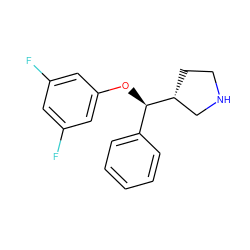 Fc1cc(F)cc(O[C@H](c2ccccc2)[C@@H]2CCNC2)c1 ZINC000095586959