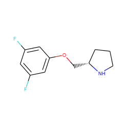 Fc1cc(F)cc(OC[C@@H]2CCCN2)c1 ZINC000026380790