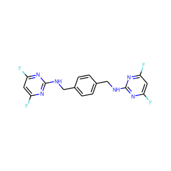 Fc1cc(F)nc(NCc2ccc(CNc3nc(F)cc(F)n3)cc2)n1 ZINC000203054533