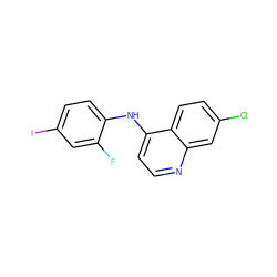 Fc1cc(I)ccc1Nc1ccnc2cc(Cl)ccc12 ZINC000001040361