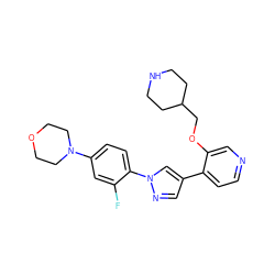 Fc1cc(N2CCOCC2)ccc1-n1cc(-c2ccncc2OCC2CCNCC2)cn1 ZINC000653899280