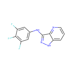 Fc1cc(Nc2n[nH]c3cccnc23)cc(F)c1F ZINC000147583080