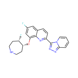 Fc1cc(O[C@@H]2CCNCC[C@@H]2F)c2nc(-c3nnc4ccccn34)ccc2c1 ZINC000096175069