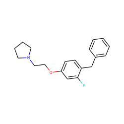 Fc1cc(OCCN2CCCC2)ccc1Cc1ccccc1 ZINC000013805464