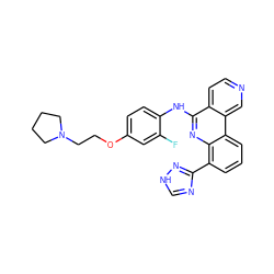 Fc1cc(OCCN2CCCC2)ccc1Nc1nc2c(-c3nc[nH]n3)cccc2c2cnccc12 ZINC000073168879