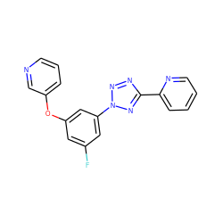 Fc1cc(Oc2cccnc2)cc(-n2nnc(-c3ccccn3)n2)c1 ZINC000006716623