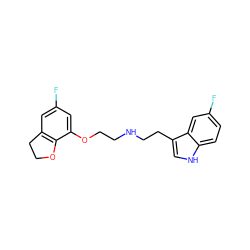 Fc1cc2c(c(OCCNCCc3c[nH]c4ccc(F)cc34)c1)OCC2 ZINC000013581119