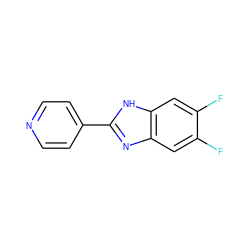 Fc1cc2nc(-c3ccncc3)[nH]c2cc1F ZINC000004102478