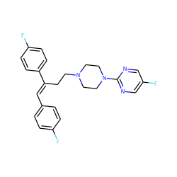 Fc1ccc(/C=C(\CCN2CCN(c3ncc(F)cn3)CC2)c2ccc(F)cc2)cc1 ZINC000095611584