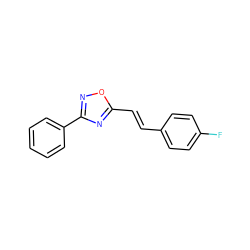 Fc1ccc(/C=C/c2nc(-c3ccccc3)no2)cc1 ZINC000016623041