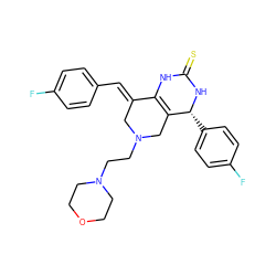 Fc1ccc(/C=C2\CN(CCN3CCOCC3)CC3=C2NC(=S)N[C@@H]3c2ccc(F)cc2)cc1 ZINC000096282904