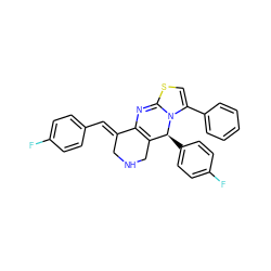 Fc1ccc(/C=C2\CNCC3=C2N=C2SC=C(c4ccccc4)N2[C@H]3c2ccc(F)cc2)cc1 ZINC000103230108