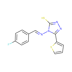 Fc1ccc(/C=N/n2c(S)nnc2-c2cccs2)cc1 ZINC000015923823