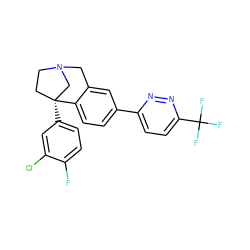 Fc1ccc([C@@]23CCN(Cc4cc(-c5ccc(C(F)(F)F)nn5)ccc42)C3)cc1Cl ZINC000114344884