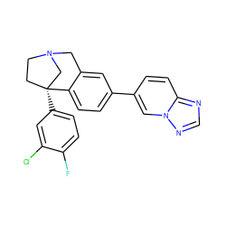 Fc1ccc([C@@]23CCN(Cc4cc(-c5ccc6ncnn6c5)ccc42)C3)cc1Cl ZINC000114348368