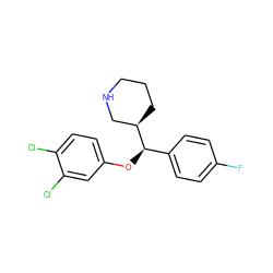 Fc1ccc([C@@H](Oc2ccc(Cl)c(Cl)c2)[C@@H]2CCCNC2)cc1 ZINC000013530763