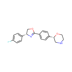 Fc1ccc([C@@H]2COC(c3ccc([C@H]4CNCCO4)cc3)=N2)cc1 ZINC000205122436