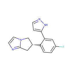 Fc1ccc([C@@H]2Cc3nccn3C2)c(-c2ccn[nH]2)c1 ZINC000040875173