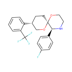 Fc1ccc([C@@H]2NCCO[C@@]23CC[C@@H](c2ccccc2C(F)(F)F)CO3)cc1 ZINC000013817717