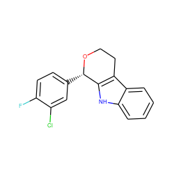 Fc1ccc([C@@H]2OCCc3c2[nH]c2ccccc32)cc1Cl ZINC000209390411