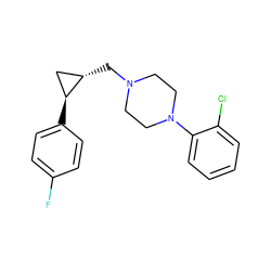 Fc1ccc([C@H]2C[C@@H]2CN2CCN(c3ccccc3Cl)CC2)cc1 ZINC000013814487