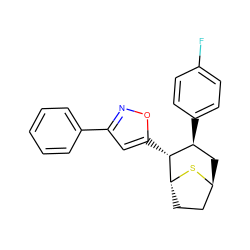 Fc1ccc([C@H]2C[C@H]3CC[C@@H](S3)[C@@H]2c2cc(-c3ccccc3)no2)cc1 ZINC000169335823