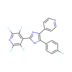 Fc1ccc(-c2[nH]c(-c3c(F)c(F)nc(F)c3F)nc2-c2ccncc2)cc1 ZINC000013444990