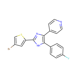 Fc1ccc(-c2[nH]c(-c3cc(Br)cs3)nc2-c2ccncc2)cc1 ZINC000026572921