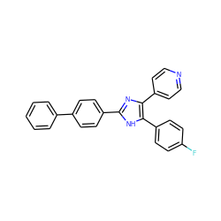 Fc1ccc(-c2[nH]c(-c3ccc(-c4ccccc4)cc3)nc2-c2ccncc2)cc1 ZINC000026573332