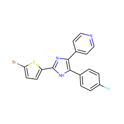 Fc1ccc(-c2[nH]c(-c3ccc(Br)s3)nc2-c2ccncc2)cc1 ZINC000026508746