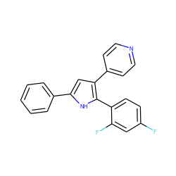 Fc1ccc(-c2[nH]c(-c3ccccc3)cc2-c2ccncc2)c(F)c1 ZINC000026646138