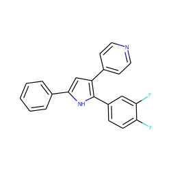 Fc1ccc(-c2[nH]c(-c3ccccc3)cc2-c2ccncc2)cc1F ZINC000003832040