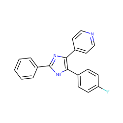 Fc1ccc(-c2[nH]c(-c3ccccc3)nc2-c2ccncc2)cc1 ZINC000008536628