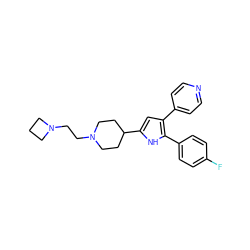 Fc1ccc(-c2[nH]c(C3CCN(CCN4CCC4)CC3)cc2-c2ccncc2)cc1 ZINC000029125866