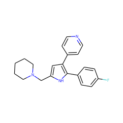 Fc1ccc(-c2[nH]c(CN3CCCCC3)cc2-c2ccncc2)cc1 ZINC000036161019