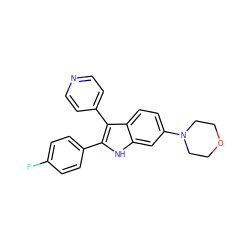 Fc1ccc(-c2[nH]c3cc(N4CCOCC4)ccc3c2-c2ccncc2)cc1 ZINC000040952434