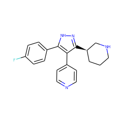 Fc1ccc(-c2[nH]nc([C@@H]3CCCNC3)c2-c2ccncc2)cc1 ZINC000049070803