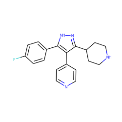 Fc1ccc(-c2[nH]nc(C3CCNCC3)c2-c2ccncc2)cc1 ZINC000049069938